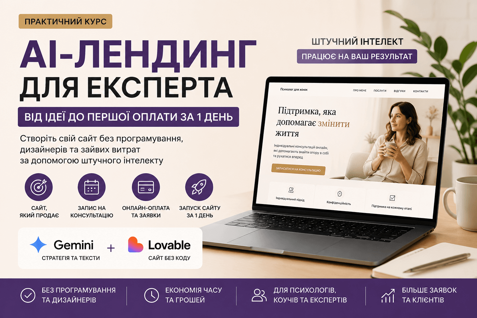 Створи свій перший сайт без коду та програмістів — безкоштовно