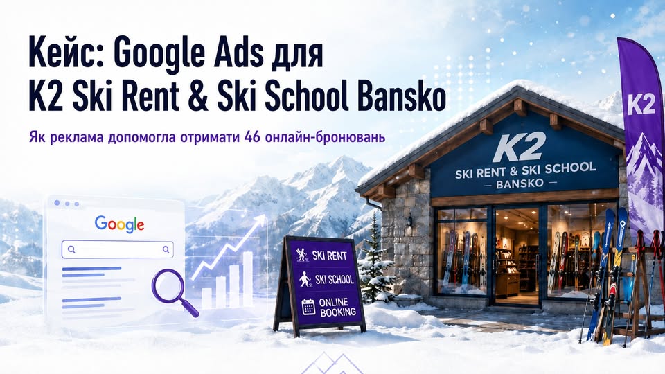 Кейс: Google Ads для K2 Ski Rent & Ski School Bansko — 46 онлайн-бронювань